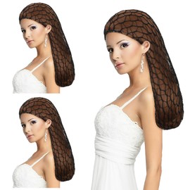 3Pcs Snoods for Women Hair Mesh Crochet Hair Net Extra Large Hair Nets Rayon Knit Snood Hat Cover Mesh Hair Net Crochet Mesh Sleep Bonnet Crocheted Sleeping Cap for Women Long Hair Curly Hair