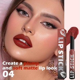 QIDSTERS Matte Lipstick Crayon for Women, Rose Wood Lip Stick Pencil 24 Hour Long Lasting Waterproof, Non-Drying Hydrating Formula Lip Gloss Makeup, Vegan & Cruelty-Free, 04