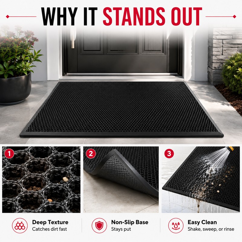 Non-Slip Dirt-Trapping Door Mat for Entryways - Thick Slow-Rebound Surface