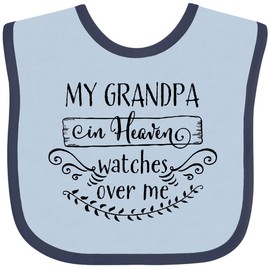 inktastic My Grandpa in Heaven Watches over Me Baby Bib Blue and Navy 43af1