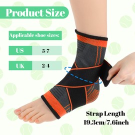 Abeillo 2 Pcs Ankle Brace for Kids - kids compression socks, Youth Ankle Brace for Sports, Adjustable Support for Running, Sprains and Fitness, Compression Ankles Socks for Women, Unisex(Orange)