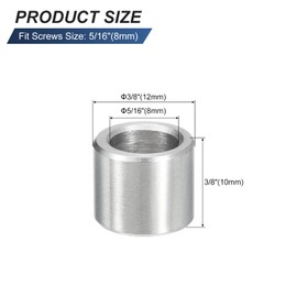 uxcell 5 Pcs Stainless Steel Spacers, 8mm ID x 12mm OD x 10mmL 304 Stainless Steel Bushing Screw Standoff Unthreaded Round Spacer for 5/16" or M8 Screws Bolts Nuts