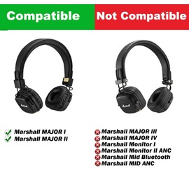 Yizhet 1 Paar Ersatz Ohrpolster Kompatibel mit Marshall Major Kopfhörer, Schaumstoff Memoryschaum PU Leder Ohrpolster Kissen für Marshall Major I & II (Weiß)