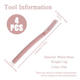 4 Pcs Biodegradable Wheat Straw Eyebrow Razor Shaper Kit, Face Razors for Women, Facial Hair Remover Ideal for Peach Fuzz, Eyebrow Shaper, Eco-Friendly Dermaplaning Blades for Face.