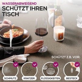 Elegant Tablecloth with Natural Linen Look, Lina Tablecloth and Table Runner, Choice of Size and Colour (Square 40 x 200 cm, Hazelnut)