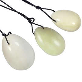 KYEYGWO Xiuyan Jade Reiki Healing Crystal Yoni Eggs Set with 3 Sizes, Polished Oval Ball Eggs Massage Stones Women's Gemstone Egg for Strengthening Pelvic Floor Muscles and Kegel Exercise
