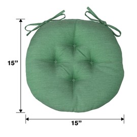 COZPLEN Outdoor Round Bistro Chair Cushions, 15 inch Circular Seat Cushions with Ties for Dining Chairs, Set of 2, Deep Green