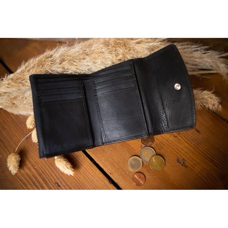 Gusti Asmund Women's Purse Vintage Leather Purse, black, Retro