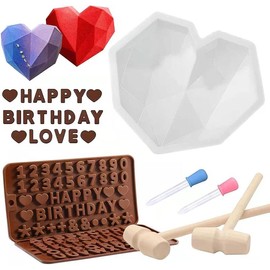 Breakable Heart Mold Set for , Heart  Molds with Hammers and Dropper, Letter Mold and Number  Molds for Valentine Candy Making