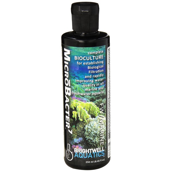 Brightwell Aquatics MicroBacter7 - Bacteria & Water Conditioner for Fish Tank or Aquarium, Populates Biological Filter Media for Saltwater and Freshwater Fish