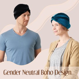 CHARM Womens Fortune Teller Turban - Gypsy Vintage Costume Mens Genie Velvet Boho Twist Hat Festival Purple