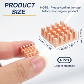 PATIKIL Copper Heatsink 14x14x5mm, 4 Pcs Heat Sink Cooler Radiator for Raspberry Pi Chip CPU Power Transistor FET IC Power Amplifier