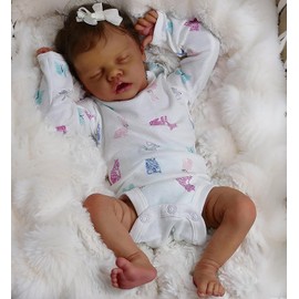 iCradle Black Realistic Reborn Baby Dolls Girls 18 Inch African American Lifelike Sleeping Newborn Baby Doll Toy for Ages 3+