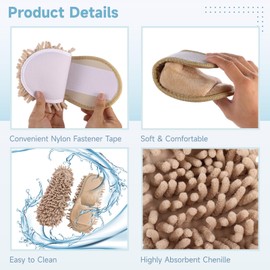 4 Pairs Washable Mop Slippers, Chenille Mop Slippers for Men Women, Floor Cleaning Absorbent Slippers, High-Efficiency Dust Removal, 4 Colors Funny Mop Shoes for Living Room Bedroom Bathroom Kitchen