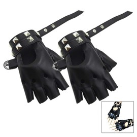 iwobi 1 Pair Ladies Punk Leather Gloves Half Finger Winter Punk Studs (Black) M Leather M Leather M Leather M Leather M Leather Leather, Leather