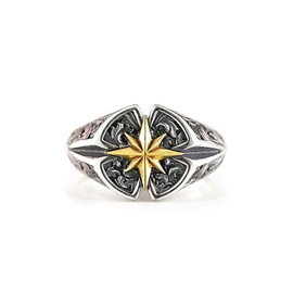 Grmpt North Star Ring for Men Silver Plated North Star Ring (Style A)