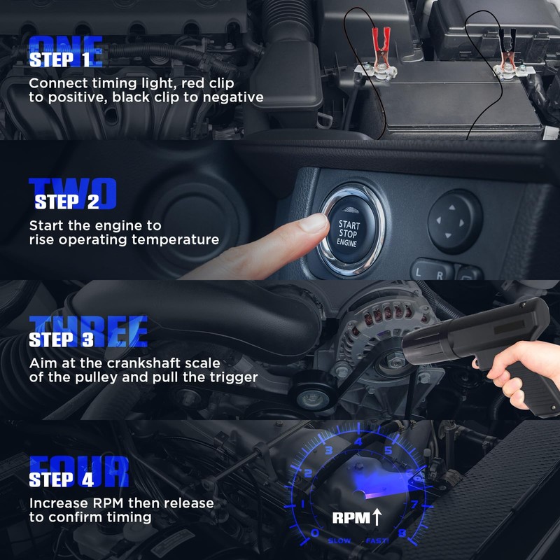 AUTOOL Timing Light 12V, Engine Timing Gun Strong Flash Lights