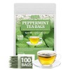 Premium Peppermint Tea Bags, 100 Tea Bags, Made with 100%