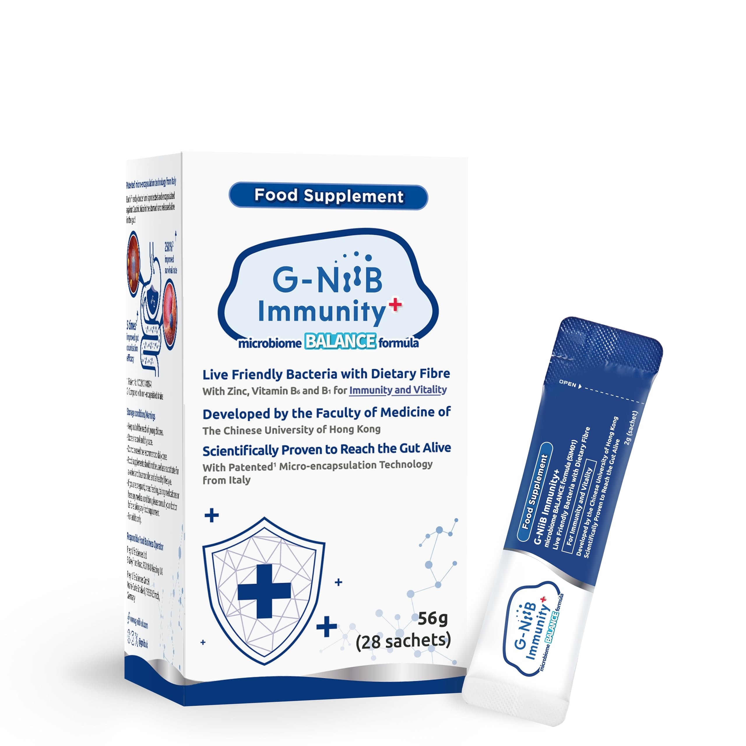 G-NiiB Immunity (SIM01) - Probiotics With Prebiotics, Zinc & B Vitamins - Developed By A Medical School - Clinically Studied Probiotic Strains