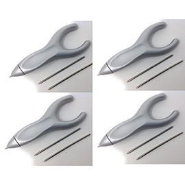 Penagain Ergosof, Ballpoint Pen, Set of 4 Pens Individually Packaged with Two Refills Per Pen (Silver)