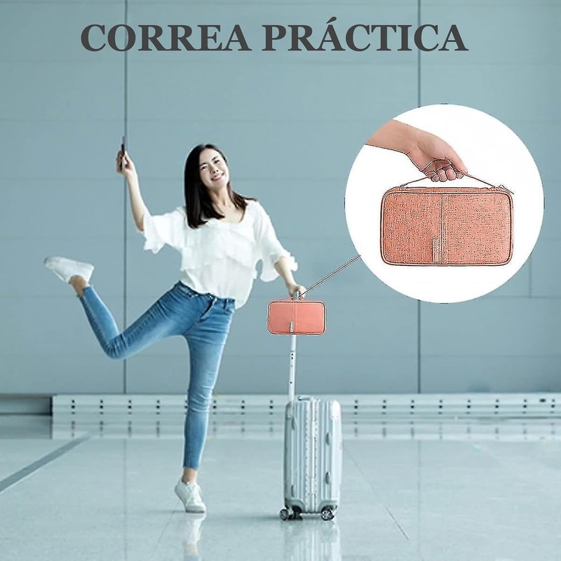 Porta Pasaporte, Organizador de Documentos de Viaje - Rosa
