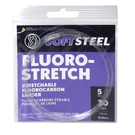 Soft Steel Fluoro-Stretch Stretchable Fluorocarbon Leader Clear 5 Yard Spool- 80-Pound