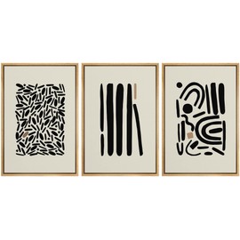SIGNLEADER Framed Canvas Print Wall Art Set Geometric Boho Stylish Polygon Variety Abstract Shapes Illustrations Modern Art Minimalism Decorative for Living Room, Bedroom, Office - 24"x36"x3 NATURAL