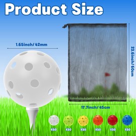 Coopay 300 Pack Practice Golf Balls, 42mm Plastic Golf Training Balls with a Drawstring Bag Hollow Sports for Swing Practice Driving Range Backyard Home Indoor Outdoor Use (Multicolor)