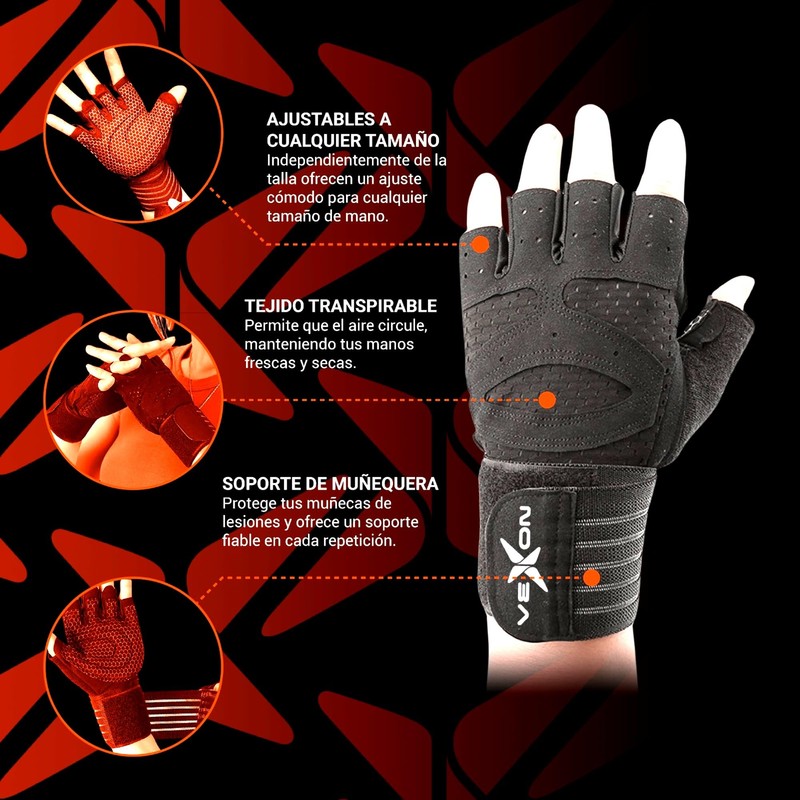 VEXON Men's Gym Gloves, Men's and Women's Gym Gloves (X-Large)