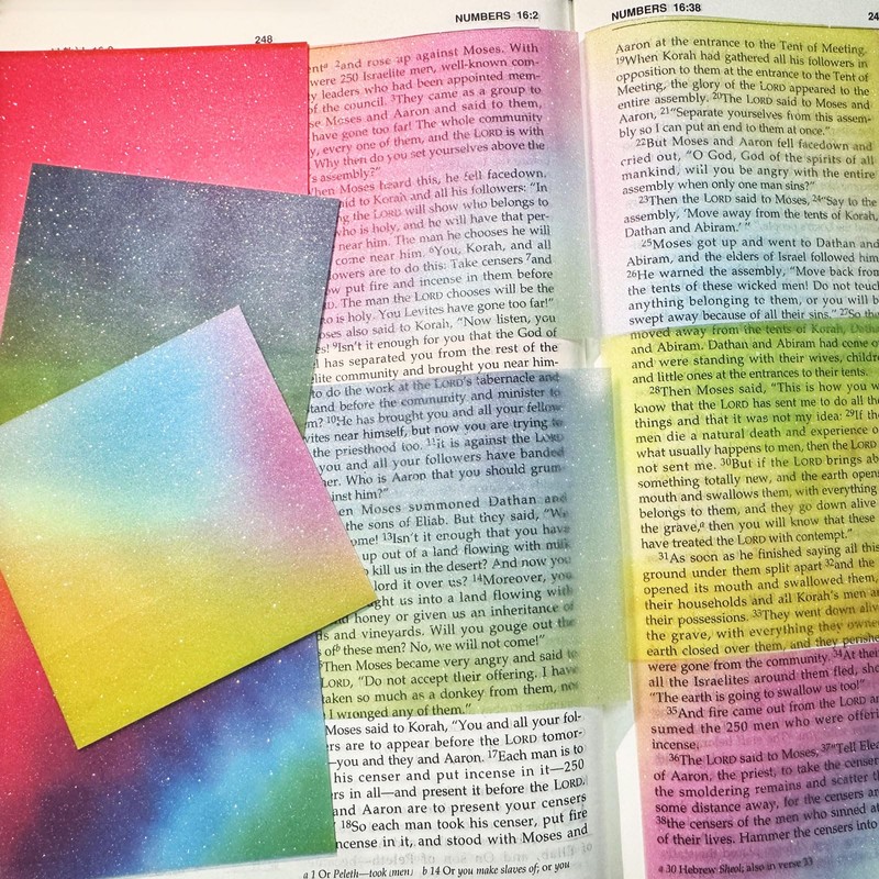 ELII Transparent Sticky Notes,Glitter 3x3 inch Clear Bible Sticky Notes,400Pcs