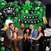 EHOIHEI Green Birthday Party Decorations, Green Black Silver Foil Balloons