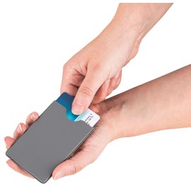 BE-HOLD 2 x RFID protective cases, ideal credit card sleeves for protection against data thieves, gray, rfid wallet