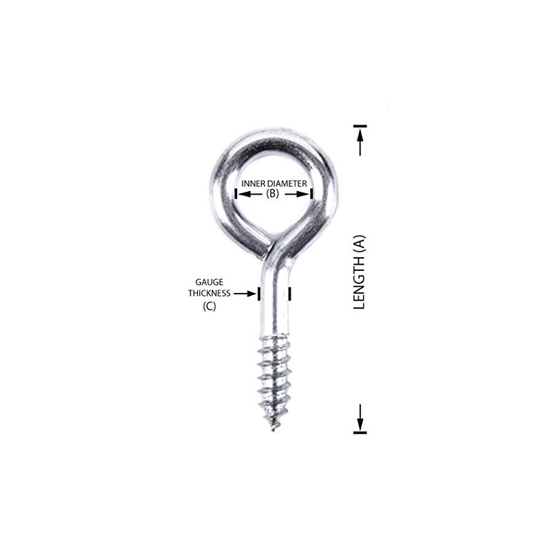 100x Heavy Duty 45mm Screw in Eye Hooks - Frame/Vine/Hook/Loop/Wall/Hangers