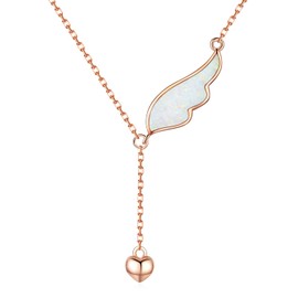 KINGWHYTE Angel Wing Necklace for Women 925 Sterling Silver Opal Necklace Jewellery Gifts for Women Girls Mum Daughter