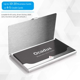 Ocadux Professional Business Card Holder Business Card Case Stainless Steel Card Holder, Keep Business Cards in Immaculate Condition, 3.7 x 2.3 x 0.3 inches, Silver