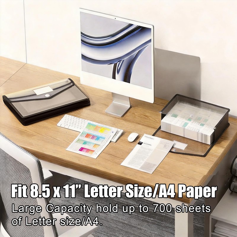 YouLain Plastic Expanding File Folders, Transparent Envelope Large Capacity