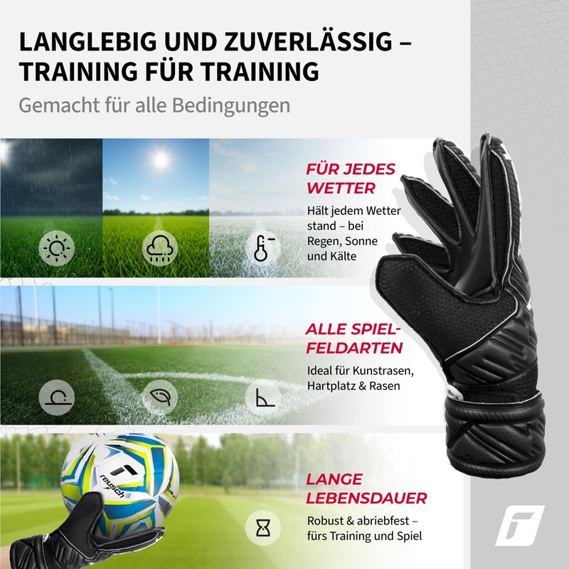 Reusch Attrakt Solid Junior Unisex Goalkeeper Gloves, Black 6