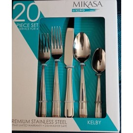 Mikasa Living KELBY 20pc Service for 4 Stainless 18/0 Glossy Brand New SEALED