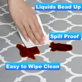 Rally Home Goods Indoor Outdoor Patio Round Fitted Vinyl Tablecloth, Flannel Backing, Elastic Edge, Waterproof Wipeable Plastic Cover, Gray Arabic Trellis Pattern for 10-Seater 57-72’’ Diam (60, 70'')