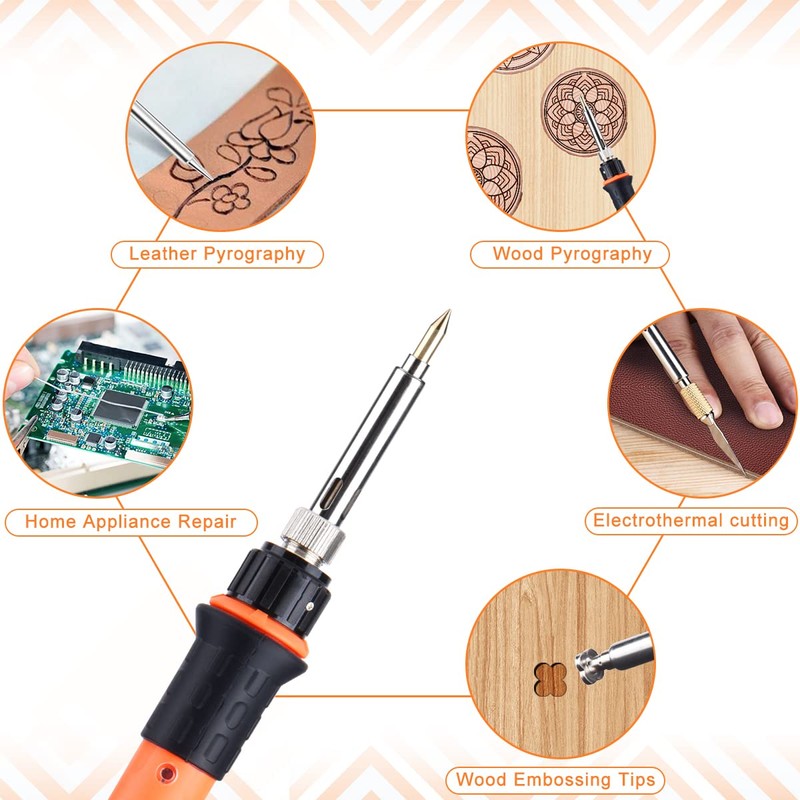 Pyrography Soldering Iron Set, Pyrography Piston Set, Temperature Adjustable 220