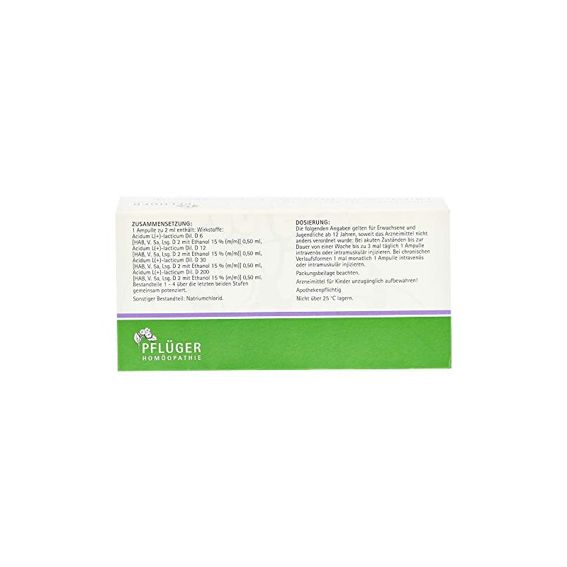 Lactic Acid Pflüger Potency Chord Inj. LSG. Amp. Pack of