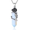 AWARDSEN Gemstone Necklace, Flower Crystal Necklace, Wrapped Point Pendant Necklaces,