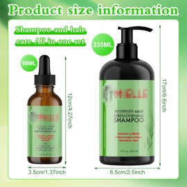 TZQFROCE Rosmarin Shampoo Rosmarinöl Haare Rosmarin Shampoo Damen 335ml und 59ml Rosmarin Oil Shampoo Haare Shampoo Damen Locken Veganes Rosmarin Shampoo für Frauen Männer