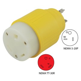 Conntek 14104 20-Amp NEMA 5-20P RV Generator Adapter Plug to RV 30-Amp Female Adapter