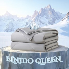 ELNIDO QUEEN Cooling Comforter for Hot Sleepers, Summer Cooling Blanket King Size for Night Sweats, Q-Max 0.45 Breathable All-Season Lightweight Blanket, (106x90 inch，Grey
