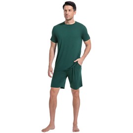 DG Hill Mens Pajamas Set Shorts - Pajama Pants Sleepwear Shorts PJS Sets - Summer Pajamas Cool Pants Short Soft PJS for Men Green