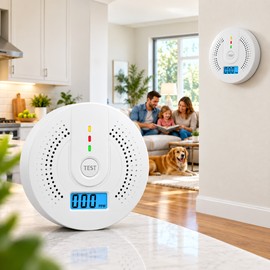 Standalone Carbon Monoxide Detector with LCD Display – CO Gas Warning Alarm Sensor for Home, RV & Household Safety