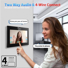 Wireless Video Doorbell Apartment Intercom with 1080P Video Entry Doorphone Door Camera (Wired),7 Inch Touch Monitor System,TUYA WiFi Smart Home Video Intercom Door Phone Kits for Villa Home