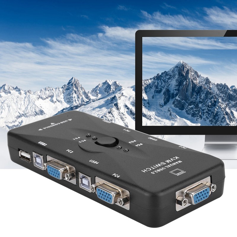 4-Port USB 2.0 KVM VGA/SVGA Monitor Hub Computer Switch Box