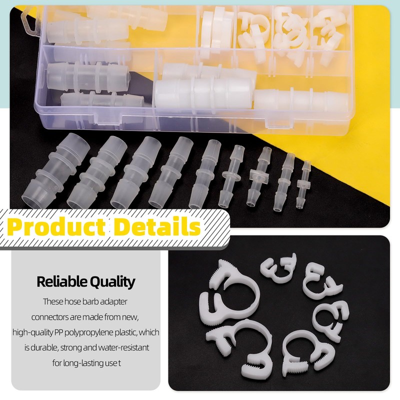 Mardatt Hose Barb Fittings Kit, Assorted Sizes Plastic Pipe Joint